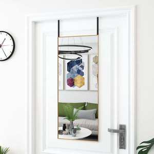 vidaXL Oglindă pentru ușă, auriu, 40x100 cm, sticlă și aluminiu imagine