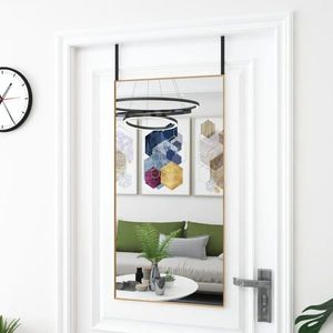 vidaXL Oglindă pentru ușă, auriu, 50x100 cm, sticlă și aluminiu imagine