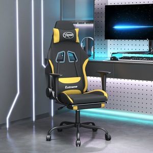 vidaXL Scaun de gaming cu suport picioare, negru și galben, textil imagine