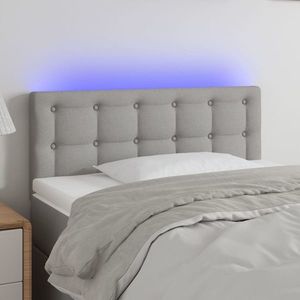 vidaXL Tăblie de pat cu LED, gri deschis, 80x5x78/88 cm, textil imagine