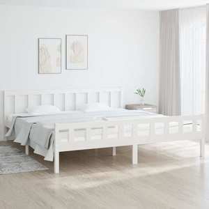 vidaXL Cadru de pat cu tăblie 6FT Super King, lemn masiv imagine