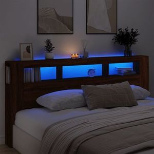 vidaXL Tăblie de pat cu LED, stejar maro, 220x18, 5x103, 5 cm, lemn imagine