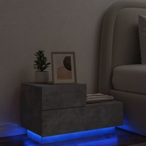 vidaXL Noptieră cu lumini LED, gri beton, 70x36x40, 5 cm imagine