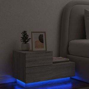 vidaXL Noptieră cu lumini LED, gri sonoma, 70x36x40, 5 cm imagine