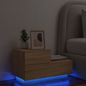 vidaXL Noptieră cu lumini LED, stejar sonoma, 70x36x40, 5 cm imagine