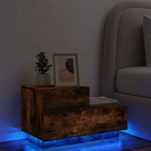 vidaXL Noptieră cu lumini LED, stejar fumuriu, 70x36x40, 5 cm imagine