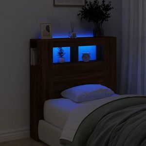 vidaXL Tăblie de pat cu LED, stejar maro, 100x18, 5x103, 5 cm, lemn imagine
