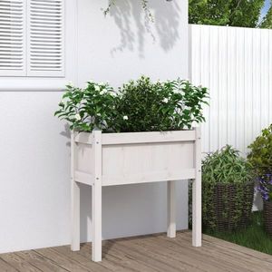 vidaXL Jardinier de grădină cu picioare, alb, 70x31x70 cm, lemn masiv imagine
