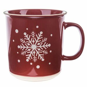 Cană de Crăciun din ceramică Snowflake roșu, 710 ml imagine