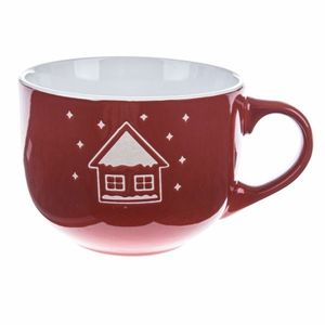Cană de Crăciun din ceramică Snowy cottage roșu, 500 ml imagine