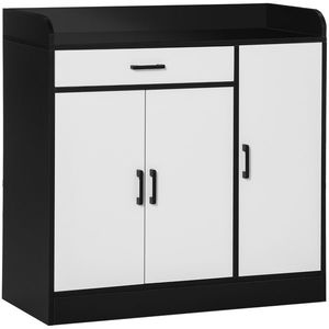 HOMCOM Dulap de bucatarie modern MDF cu 2 dulapuri, 1 sertar si rafturi reglabile, 90x40x90 cm, alb-negru imagine