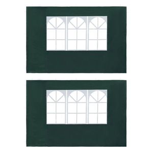 vidaXL Perete lateral cort petrecere, 2 buc, verde, PE, cu fereastră imagine