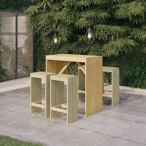 vidaXL Set mobilier de bar de grădină, 5 piese, lemn de pin tratat imagine