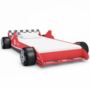 vidaXL Pat pentru copii mașină de curse, roșu, 90 x 200 cm imagine