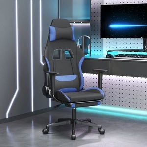vidaXL Scaun de gaming cu suport picioare, negru și albastru, textil imagine