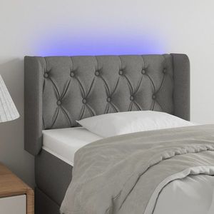 vidaXL Tăblie de pat cu LED, gri închis, 83x16x78/88 cm, textil imagine