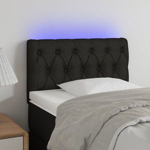 vidaXL Tăblie de pat cu LED, negru, 80x7x78/88 cm, textil imagine