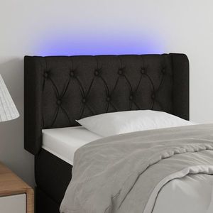 vidaXL Tăblie de pat cu LED, negru, 83x16x78/88 cm, textil imagine