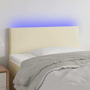 vidaXL Tăblie de pat cu LED, crem, 90x5x78/88 cm, piele ecologică imagine