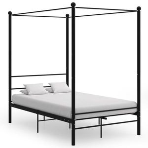 vidaXL Cadru de pat cu baldachin, negru, 140x200 cm, metal imagine