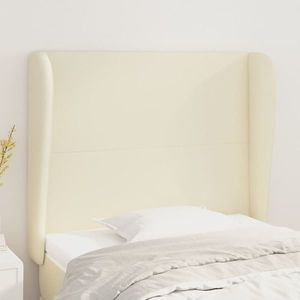 vidaXL Tăblie de pat cu aripioare, crem, 83x23x118/128 cm, piele eco imagine