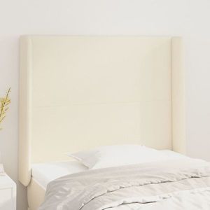 vidaXL Tăblie de pat cu aripioare, crem, 83x16x118/128 cm, piele eco imagine
