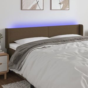 vidaXL Tăblie de pat cu LED, maro închis, 183x16x78/88 cm, textil imagine