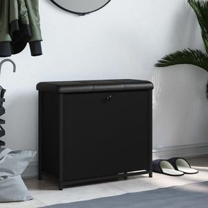vidaXL Bancă pantofi cu sertar rabatabil, negru, 62x32x56 cm imagine