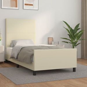 vidaXL Cadru de pat cu tăblie, crem, 80x200 cm, piele ecologică imagine
