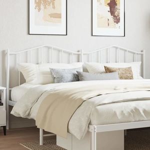 vidaXL Tăblie de pat metalică, alb, 200 cm imagine