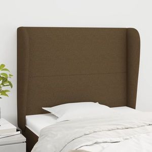 vidaXL Tăblie de pat cu aripioare maro închis 83x23x118/128 cm textil imagine