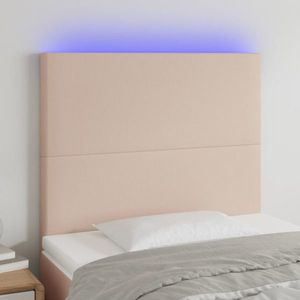 vidaXL Tăblie de pat cu LED, cappuccino, 100x5x118/128 cm, piele eco imagine