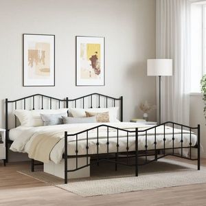 vidaXL Cadru pat metalic cu tăblii de cap/picioare , negru, 193x203 cm imagine