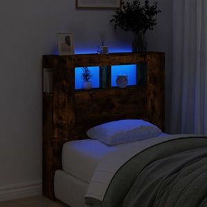 vidaXL Tăblie de pat cu LED, stejar fumuriu, 100x18, 5x103, 5 cm, lemn imagine
