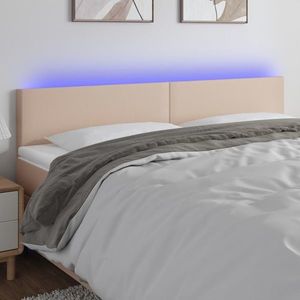 vidaXL Tăblie de pat cu LED cappuccino 200x5x78/88 cm piele ecologică imagine