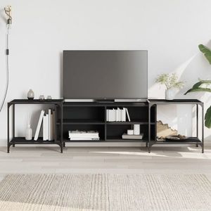 vidaXL Comodă TV, negru, 203x37x50 cm, lemn prelucrat imagine