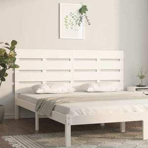 vidaXL Tăblie de pat, alb, 135x3x80 cm, lemn masiv de pin imagine