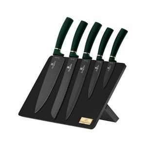 Set de cuțite din oțel inoxidabil cu suport magnetic 6 buc. verde/negru BerlingerHaus imagine
