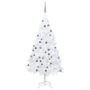 vidaXL Brad Crăciun artificial pre-iluminat ramuri groase, alb, 180 cm imagine