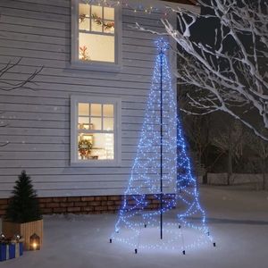 vidaXL Pom de Crăciun cu stâlp de metal, 500 LED-uri, albastru, 3 m imagine