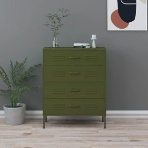 vidaXL Comodă cu sertare, verde măsliniu, 80x35x101, 5 cm oțel imagine