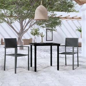 vidaXL Set de mobilier de grădină, 3 piese, negru imagine