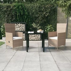 vidaXL Set mobilier de grădină, cu perne, 3 piese, bej imagine
