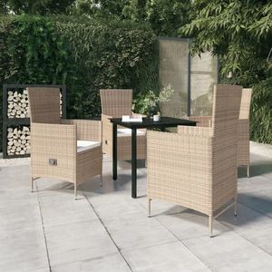 vidaXL Set mobilier pentru grădină, cu perne, 5 piese, bej imagine