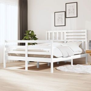 vidaXL Cadru de pat mic dublu, alb, 120x190 cm, lemn masiv imagine