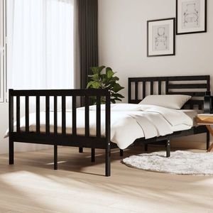 vidaXL Cadru de pat Small Double 4FT, negru, 120x190 cm, lemn masiv imagine