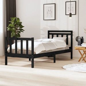 vidaXL Cadru de pat, 100x200 cm, negru, lemn masiv imagine
