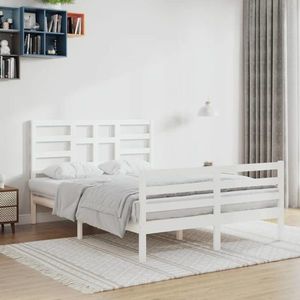 vidaXL Cadru de pat, alb, 120x200 cm, lemn masiv imagine