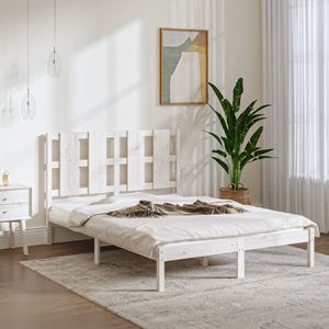 vidaXL Cadru de pat, alb, 120x200 cm, lemn masiv de pin imagine
