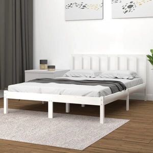 vidaXL Cadru de pat mic dublu, alb, 120x190 cm, lemn masiv de pin imagine